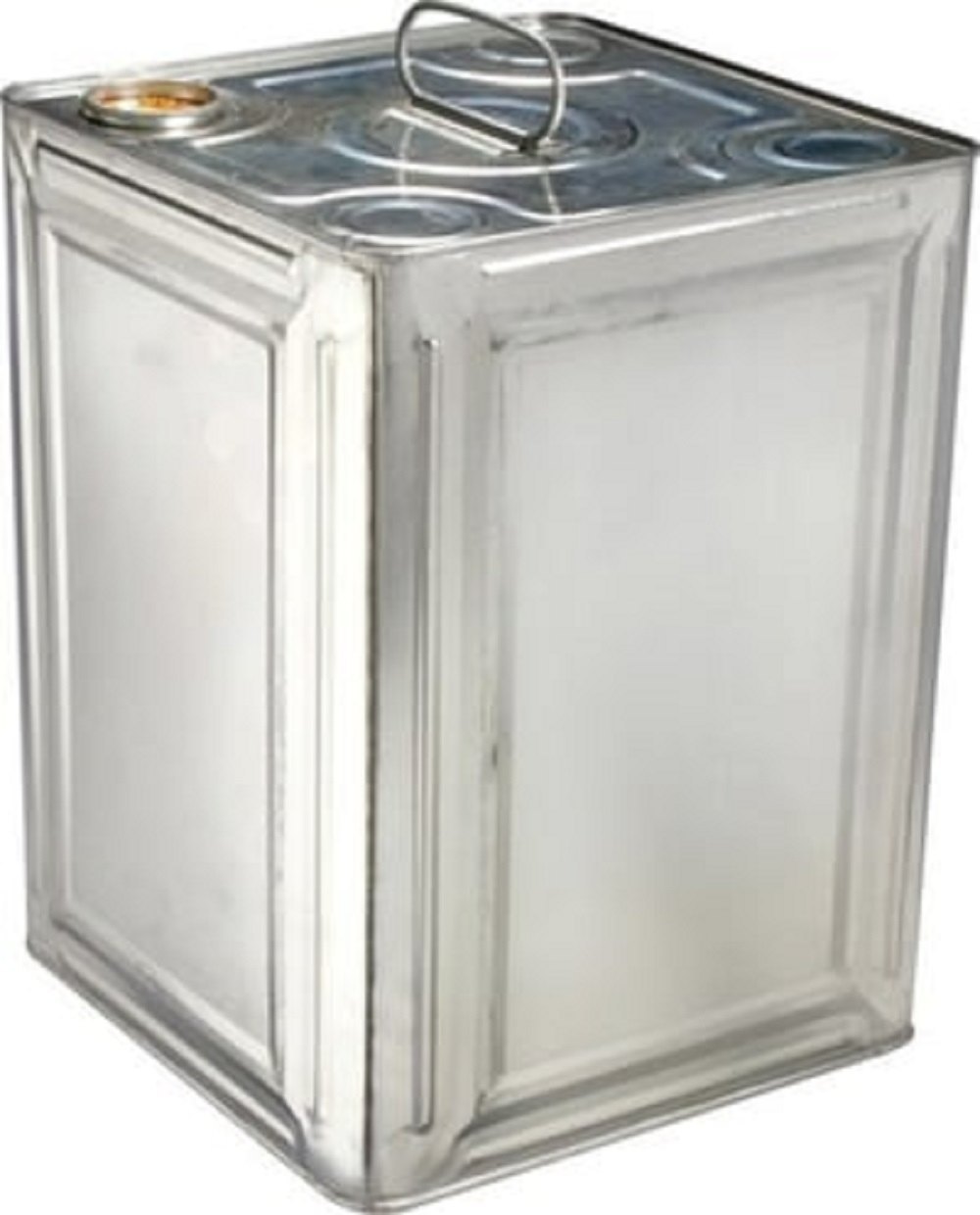 Metal container with a wire handle on top